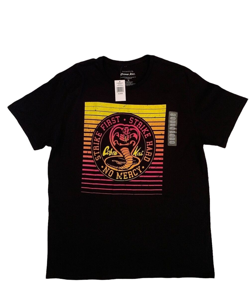 Cobra Kai Men's Size XL Strike First Strike Hard No Mercy Adult T-Shirt New